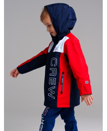 Куртка текстильная с полиуретановым покрытием для мальчиков (ветровка) тёмно-синий,белый,красный