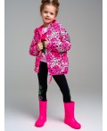 Куртка текстильная с полиуретановым покрытием для девочек фуксия,разноцветный