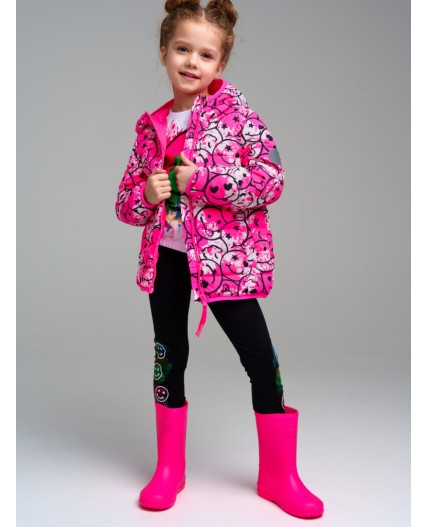 Куртка текстильная с полиуретановым покрытием для девочек фуксия,разноцветный
