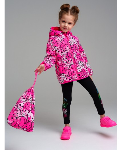 Куртка текстильная с полиуретановым покрытием для девочек фуксия,разноцветный