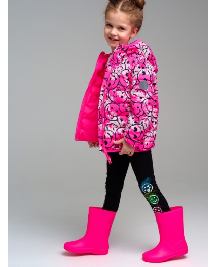 Куртка текстильная с полиуретановым покрытием для девочек фуксия,разноцветный