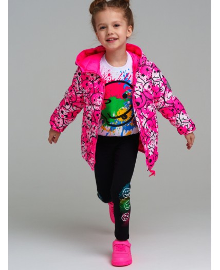 Куртка текстильная с полиуретановым покрытием для девочек фуксия,разноцветный
