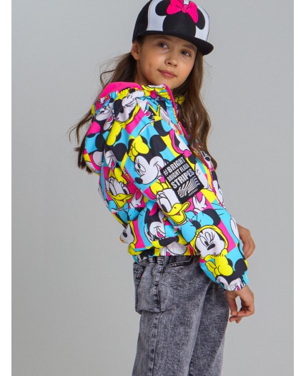Ветровка на флисе из мембранной ткани с принтом Disney для девочки фуксия,разноцветный