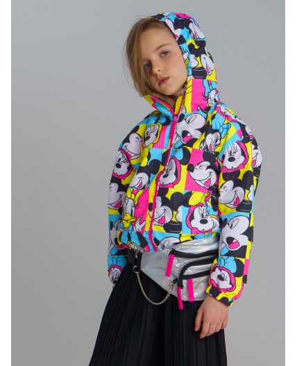 Ветровка на флисе из мембранной ткани с принтом Disney для девочки фуксия,разноцветный