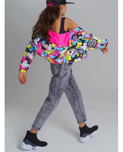 Ветровка на флисе из мембранной ткани с принтом Disney для девочки фуксия,разноцветный