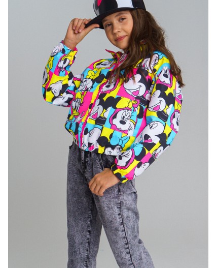 Ветровка на флисе из мембранной ткани с принтом Disney для девочки фуксия,разноцветный