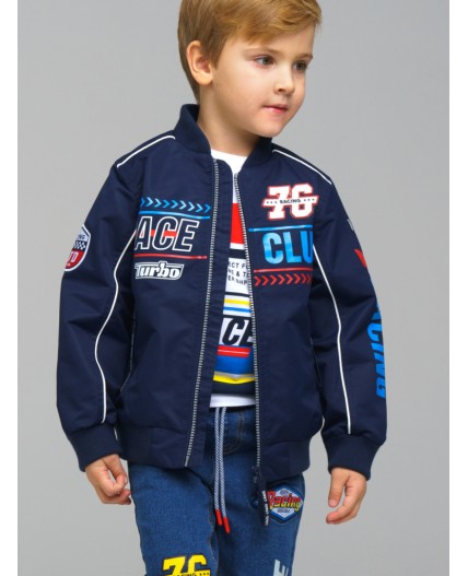 Куртка текстильная с полиуретановым покрытием для мальчиков (бомбер) тёмно-синий