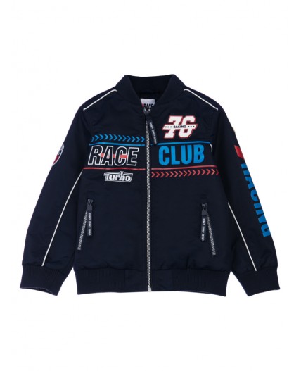 Куртка текстильная с полиуретановым покрытием для мальчиков (бомбер) тёмно-синий