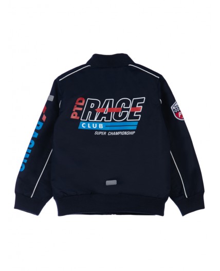 Куртка текстильная с полиуретановым покрытием для мальчиков (бомбер) тёмно-синий