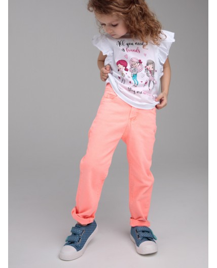 Брюки текстильные для девочек красный