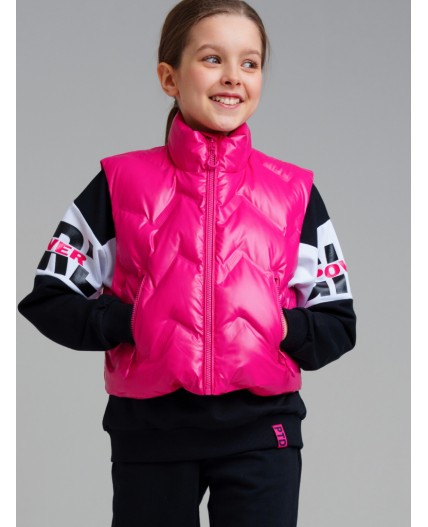 Жилет текстильный с полиуретановым покрытием для девочек фуксия