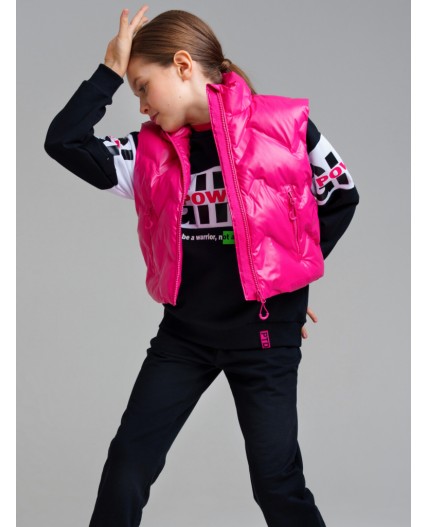 Жилет текстильный с полиуретановым покрытием для девочек фуксия