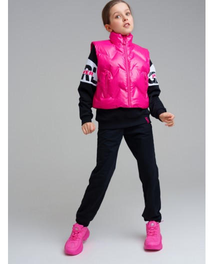 Жилет текстильный с полиуретановым покрытием для девочек фуксия