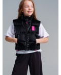 Жилет текстильный с полиуретановым покрытием для девочек черный