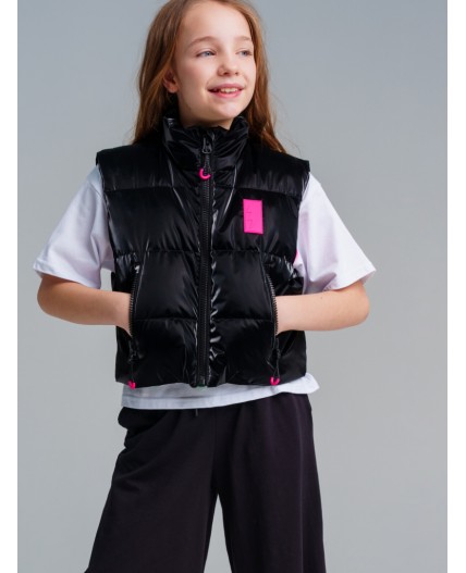 Жилет текстильный с полиуретановым покрытием для девочек черный