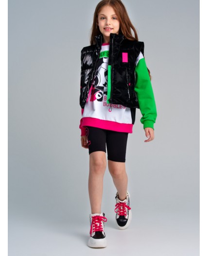 Жилет текстильный с полиуретановым покрытием для девочек черный