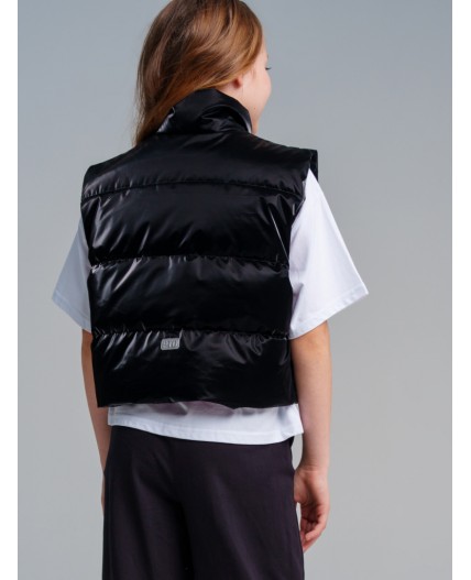 Жилет текстильный с полиуретановым покрытием для девочек черный