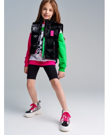 Жилет текстильный с полиуретановым покрытием для девочек черный