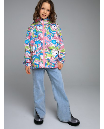 Куртка текстильная с полиуретановым покрытием для девочек (ветровка) разноцветный