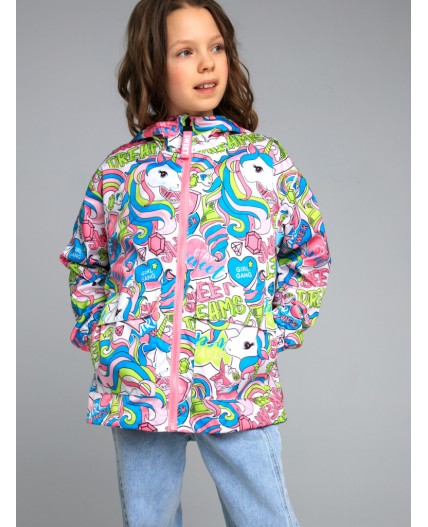 Куртка текстильная с полиуретановым покрытием для девочек (ветровка) разноцветный