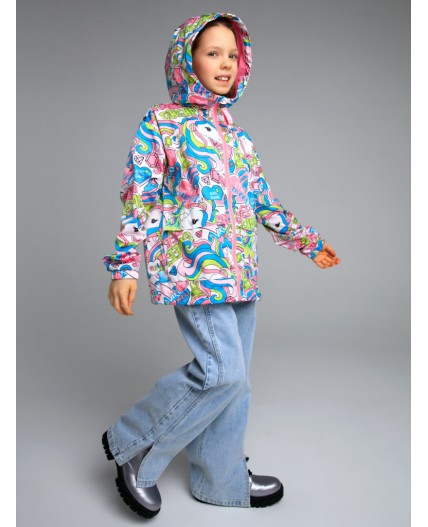 Куртка текстильная с полиуретановым покрытием для девочек (ветровка) разноцветный