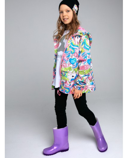 Куртка текстильная с полиуретановым покрытием для девочек (ветровка) разноцветный