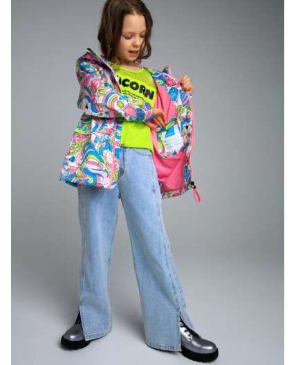 Куртка текстильная с полиуретановым покрытием для девочек (ветровка) разноцветный