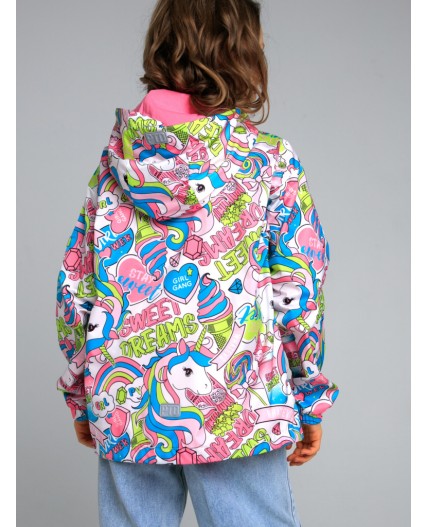 Куртка текстильная с полиуретановым покрытием для девочек (ветровка) разноцветный