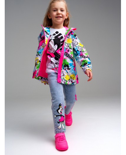 Куртка текстильная с полиуретановым покрытием для девочек (ветровка) разноцветный