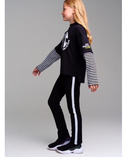 Брюки трикотажные для девочек черный,белый