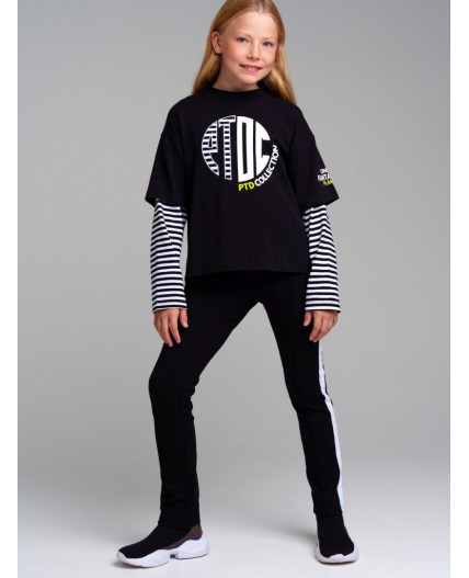 Брюки трикотажные для девочек черный,белый