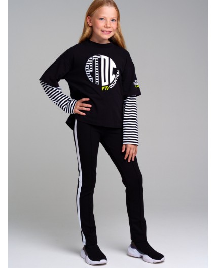 Брюки трикотажные для девочек черный,белый