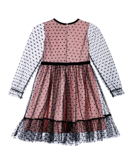 Платье трикотажное для девочек черный,светло-розовый