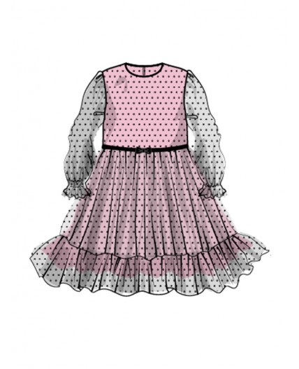 Платье трикотажное для девочек черный,светло-розовый