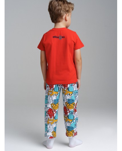 Комплект трикотажный для мальчиков: фуфайка (футболка), брюки разноцветный