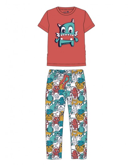 Комплект трикотажный для мальчиков: фуфайка (футболка), брюки разноцветный