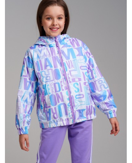 Куртка текстильная с полиуретановым покрытием для девочек (ветровка) белый,голубой,светло-сиреневый