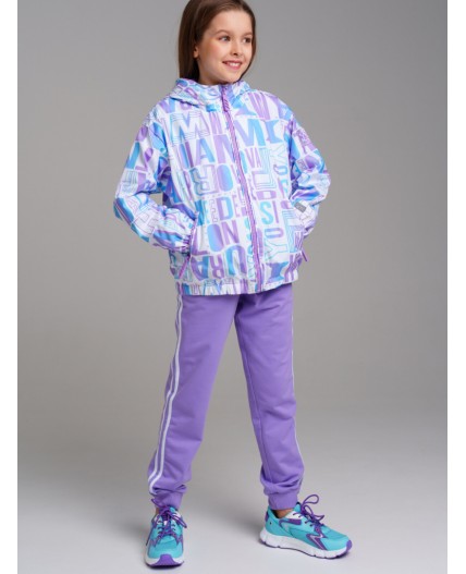 Куртка текстильная с полиуретановым покрытием для девочек (ветровка) белый,голубой,светло-сиреневый