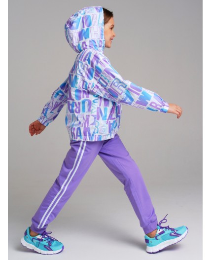 Куртка текстильная с полиуретановым покрытием для девочек (ветровка) белый,голубой,светло-сиреневый