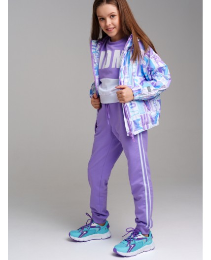Куртка текстильная с полиуретановым покрытием для девочек (ветровка) белый,голубой,светло-сиреневый