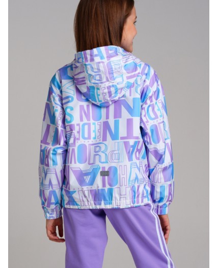 Куртка текстильная с полиуретановым покрытием для девочек (ветровка) белый,голубой,светло-сиреневый