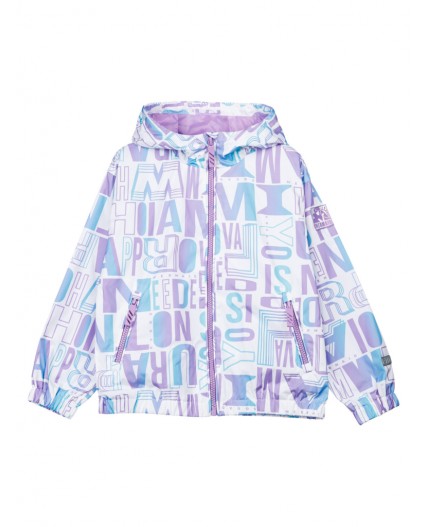 Куртка текстильная с полиуретановым покрытием для девочек (ветровка) белый,голубой,светло-сиреневый