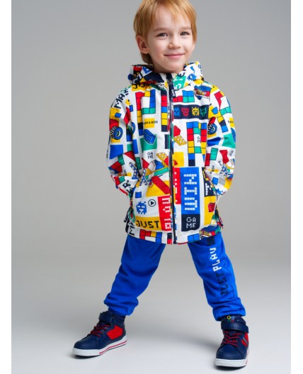 Куртка текстильная с полиуретановым покрытием для мальчиков (ветровка) разноцветный