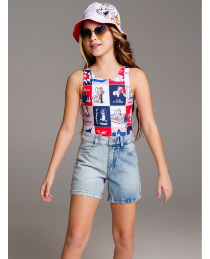 Шорты текстильные джинсовые для девочек голубой,синий