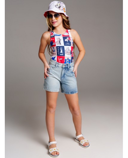 Шорты текстильные джинсовые для девочек голубой,синий