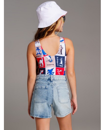 Шорты текстильные джинсовые для девочек голубой,синий