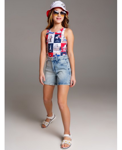 Шорты текстильные джинсовые для девочек голубой,синий