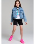 Куртка текстильная джинсовая для девочек голубой