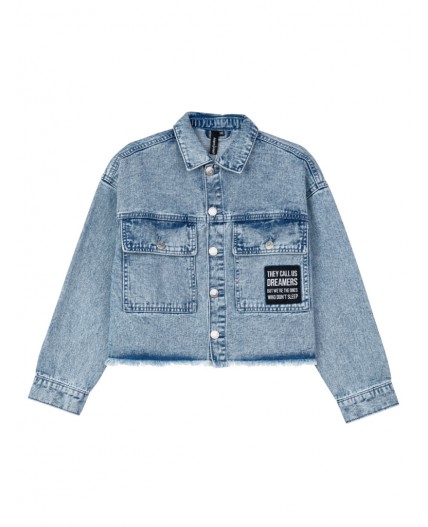 Куртка текстильная джинсовая для девочек голубой