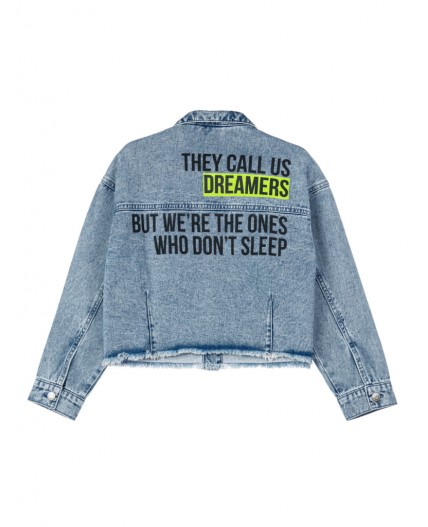 Куртка текстильная джинсовая для девочек голубой